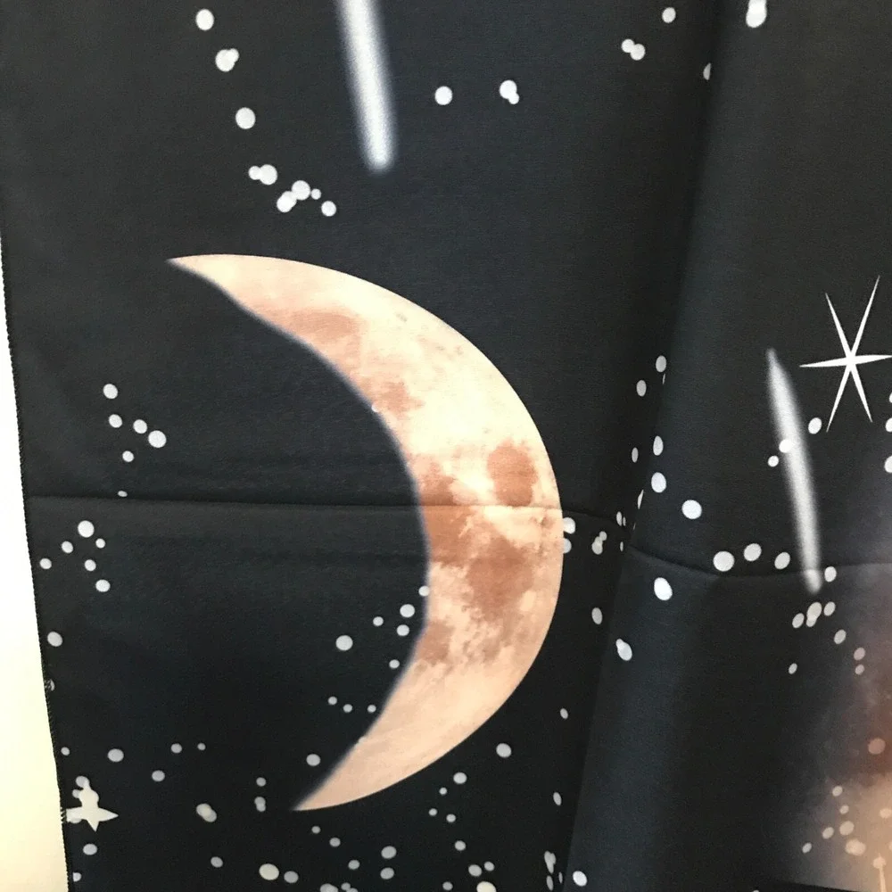 Moon Phase Floral Tapestry Celestial Starry Night Wall Hanging 51x59 Black